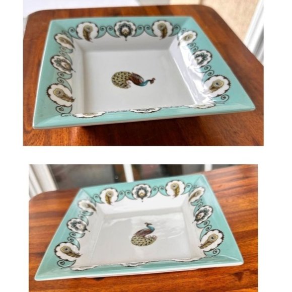 NWT Vera Bradley Peacock Dish My Home Andrea Sadek Turquoise Square - Picture 5 of 12
